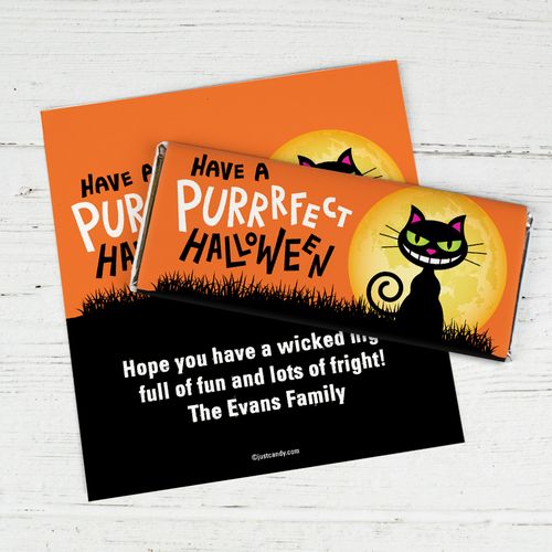 Halloween Personalized Chocolate Bar Wrappers Purrfect Halloween Black Cat