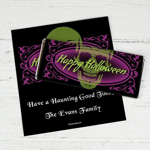 Halloween Personalized Chocolate Bar Wrappers Ghostly Skull