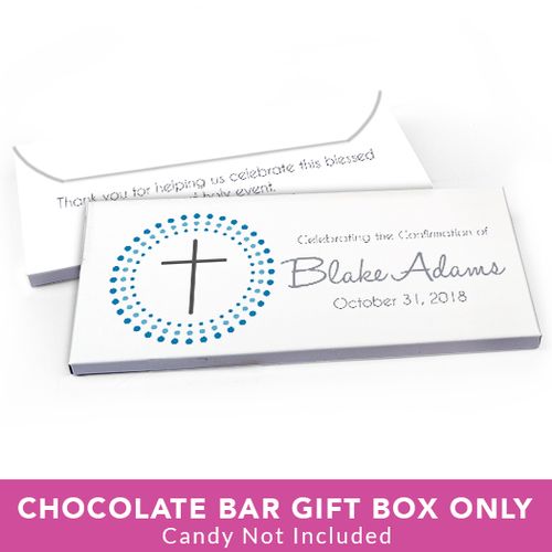 Deluxe Personalized Confirmation Radiating Cross Candy Bar Favor Box