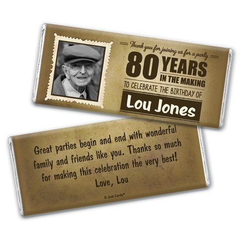 Milestones Personalized Chocolate Bar 80th Birthday Wrappers