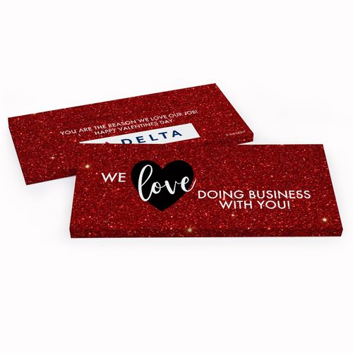 Deluxe Personalized Valentine's Day Corporate Dazzle Chocolate Bar in Gift Box