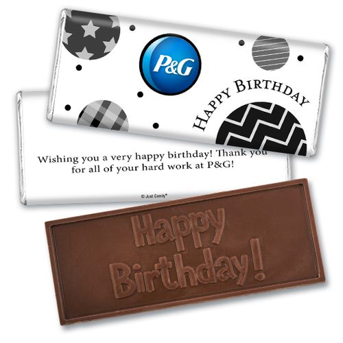 Personalized Birthday Add Your Logo Circles Embossed Chocolate Bar & Wrapper