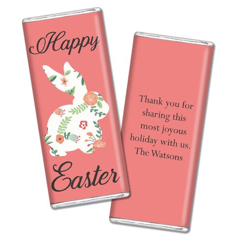 Personalized Easter Floral Bunny Chocolate Bar & Wrapper