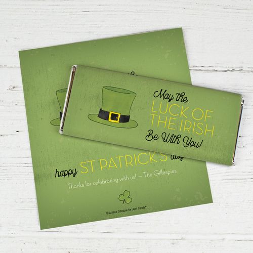 Personalized St. Patrick's Day Rustic Irish Hat Chocolate Bar Wrappers