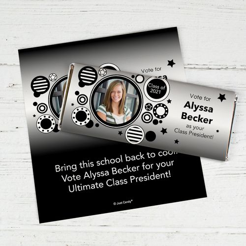 School Election Campaign Personalized Chocolate Bar Wrappers Photo Dots