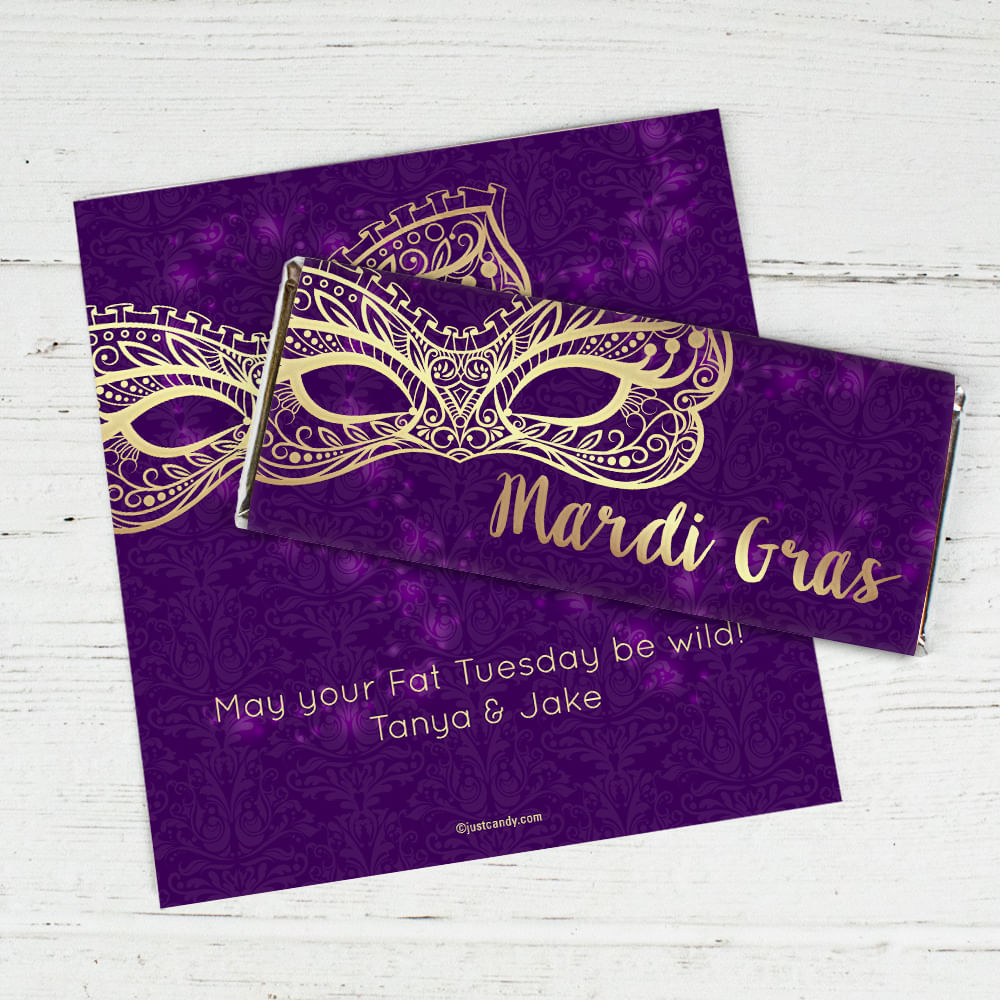 Personalized Mardi Gras Golden Elegance Chocolate Bar Wrappers Only ...