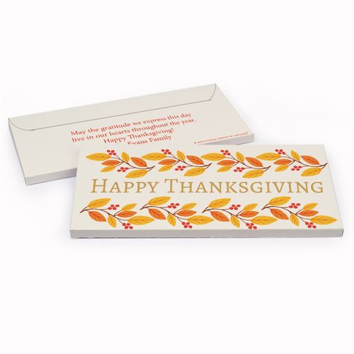 Deluxe Personalized Thanksgiving Bonnie Marcus Giving Thanks Chocolate Bar in Gift Box