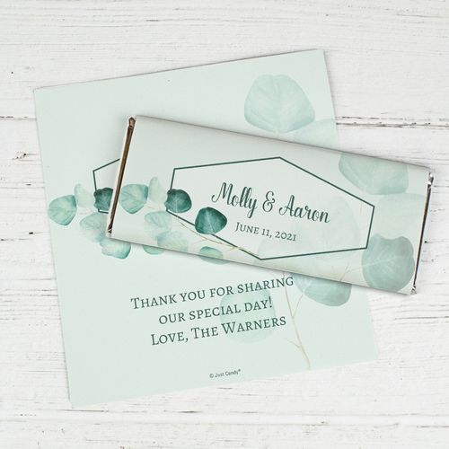 Personalized Wedding Peaceful Eucalyptus Chocolate Bar Wrappers