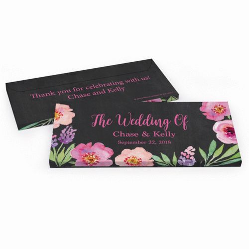 Deluxe Personalized Wedding Floral Hershey's Chocolate Bar in Gift Box