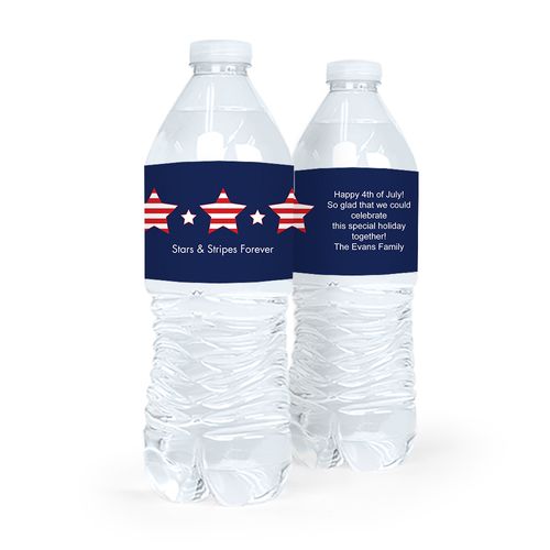 Personalized Independence Day Stars & Stripes Water Bottle Labels (5 Labels)