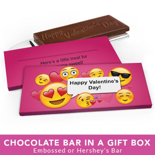 Deluxe Personalized Valentine's Day Emoji Valentine Chocolate Bar in Gift Box