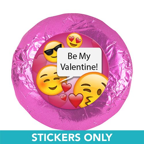 Personalized Valentine's Day Emoji 1.25" Stickers (48 Stickers)