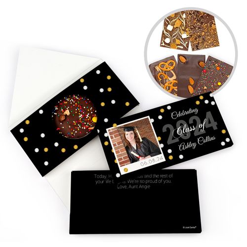 Personalized Graduation Polaroid Photo Confetti Gourmet Infused Belgian Chocolate Bars (3.5oz)