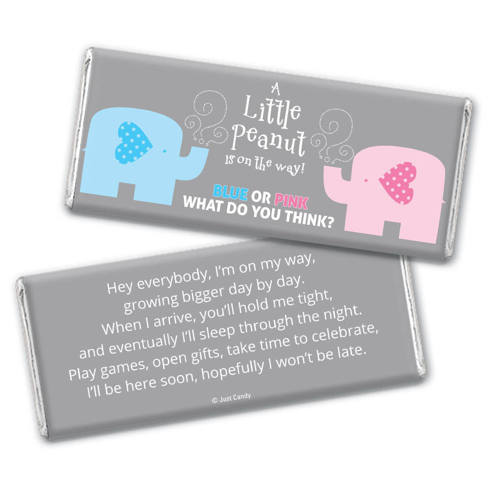 Gender Reveal Baby Shower Baby Elephants Personalized Chocolate Bar ...