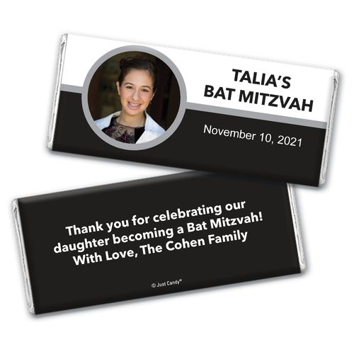 Bat Mitzvah Personalized Chocolate Bar Wrappers Photo Circle
