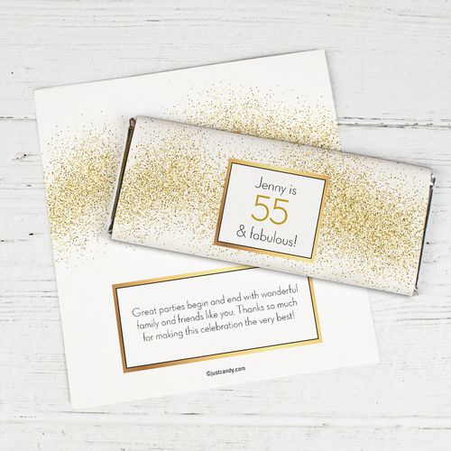 Personalized Birthday Glimmering Gold Chocolate Bar Wrappers