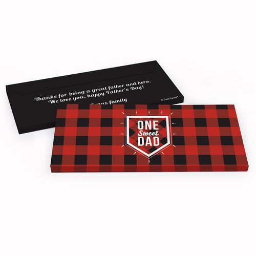 Deluxe Personalized Fathers Day Red & Black Chocolate Bar in Gift Box