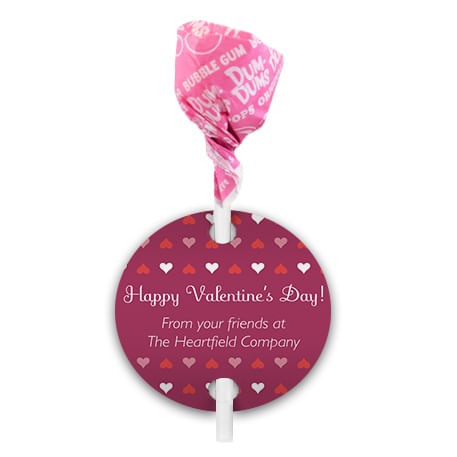 Valentine's Day Hearts Parade Dum Dums with Gift Tag (75 pops)