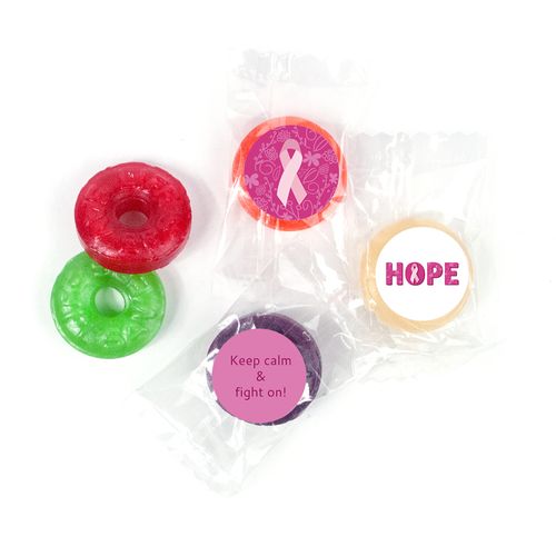 Personalized Breast Cancer Awareness Live Love Hope Life Savers 5 Flavor Hard Candy