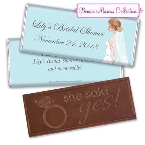 Personalized Bonnie Marcus Bridal Shower Vintage Veil Embossed Chocolate Bar & Wrapper