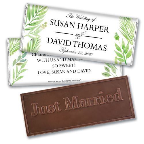 Personalized Bonnie Marcus Wedding Wild Plants Embossed Chocolate Bar & Wrapper