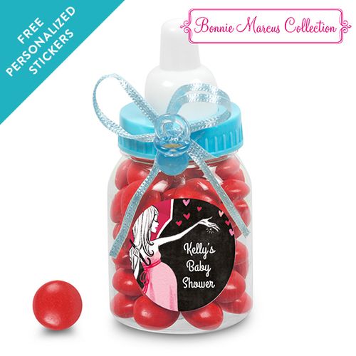 Bonnie Marcus Collection Personalized Blue Baby Bottle - Sprinkling Pink (24 Pack)