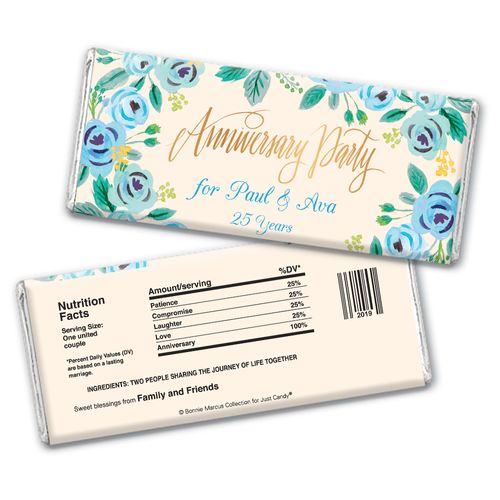 Bonnie Marcus Collection Personalized Chocolate Bar Wrappers Chocolate & Wrapper Here's Something Blue Anniversary Favors