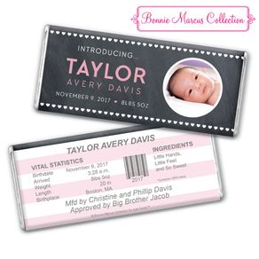 Bonnie Marcus Collection Personalized Photo Chocolate Bar Hearts Birth Announcement