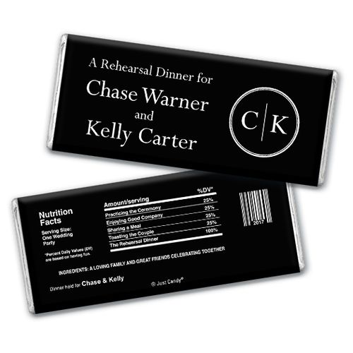 Rehearsal Dinner Personalized Chocolate Bar Monograms