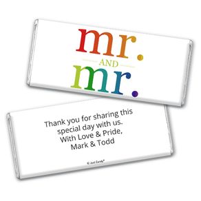 Personalized Gay Wedding Mr. & Mr. Rainbow Chocolate Bar & Wrapper