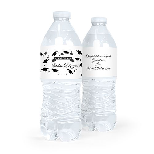 Personalized Graduation Hats Off Water Bottle Sticker Labels (5 Labels)