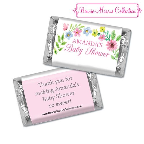 Personalized Bonnie Marcus Baby Shower Hershey's Miniatures Butterfly Flower Wreath