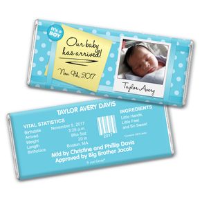 Baby Boy Announcement Personalized Chocolate Bar It's a Boy! Polaroid Photo