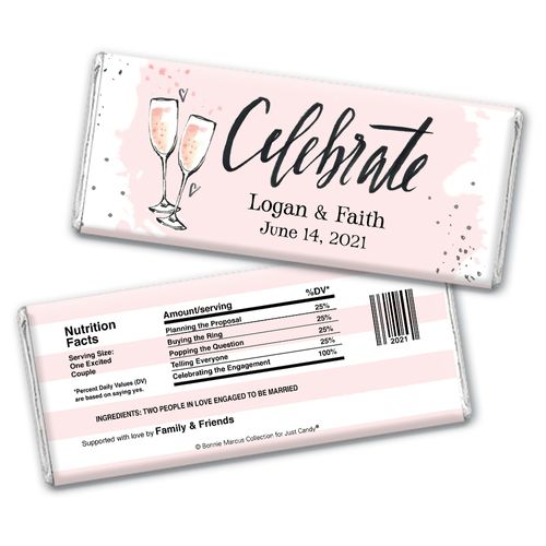 Bonnie Marcus Collection Personalized Chocolate Bar Wrappers Engagement Pink Champagne Personalized Hershey Bar Wrappers