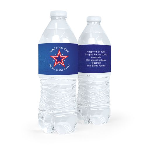 Personalized Independence Day Patriotic Star Water Bottle Labels (5 Labels)
