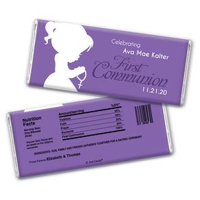 Communion Personalized Chocolate Bar Wrappers Child in Prayer