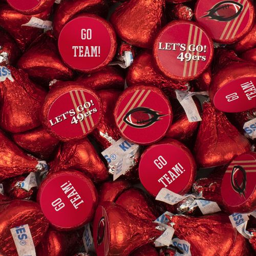 Assembled 49ers Football Party Stickers and Hershey's Kisses Candy 100ct