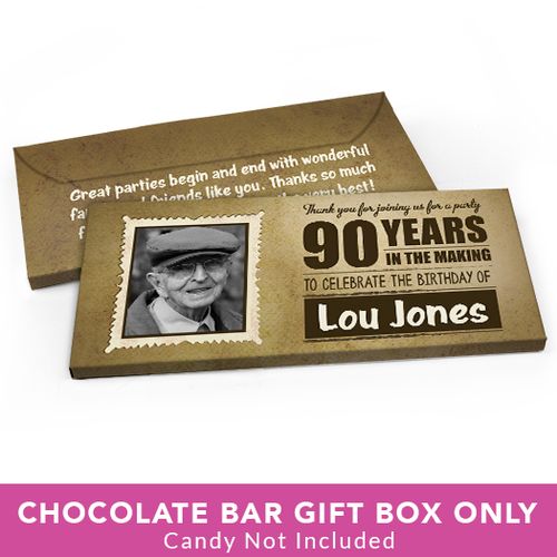 Deluxe Personalized Birthday 90th Candy Bar Favor Box