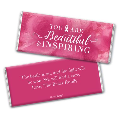 Personalized Breast Cancer Awareness Pink Inspiration Chocolate Bar Wrappers Only