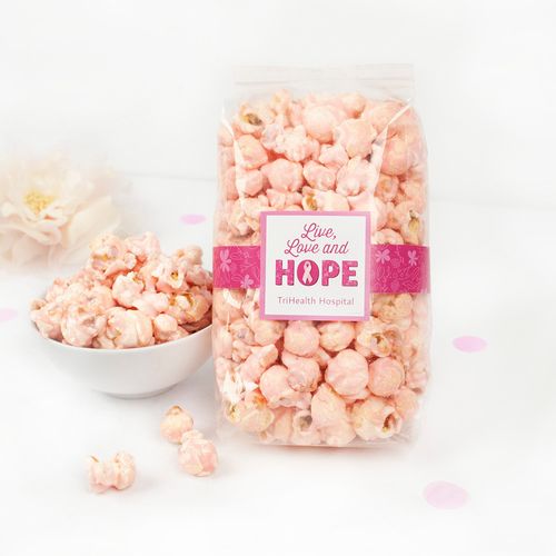 Breast Cancer Awareness Live Love Hope Candy Coated Popcorn 8 oz Bags