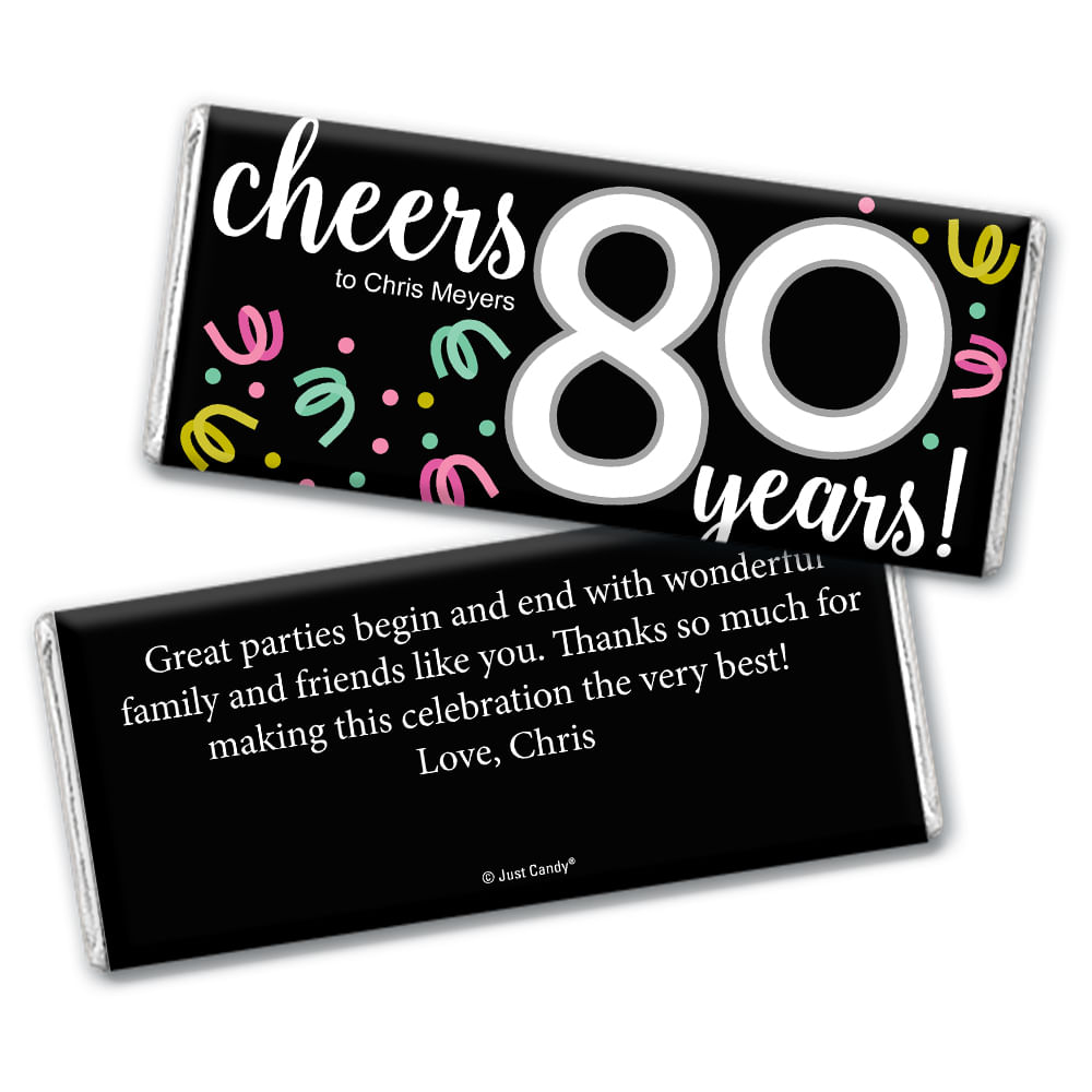 Personalized Milestone Birthday Eighty Confetti Chocolate Bar & Wrapper ...