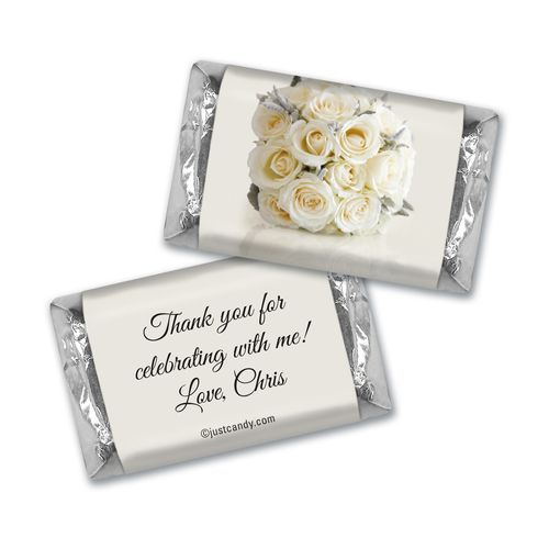 Birthday Personalized Hershey's Miniatures Classic White Rose Bouquet