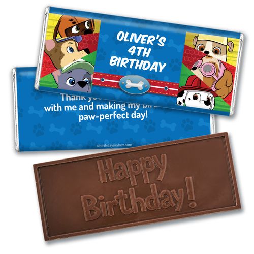 Personalized Birthday Paw Command Embossed Chocolate Bar & Wrapper