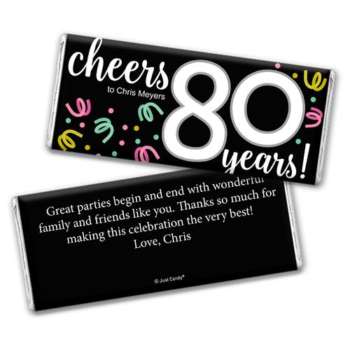 Personalized Milestone Birthday Eighty Confetti Chocolate Bar & Wrapper
