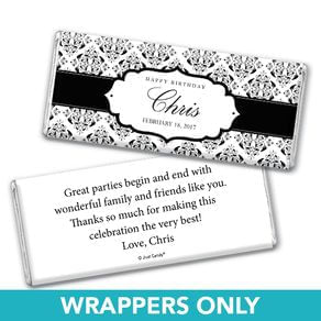 Birthday Personalized Chocolate Bar Wrappers Baroque Pattern