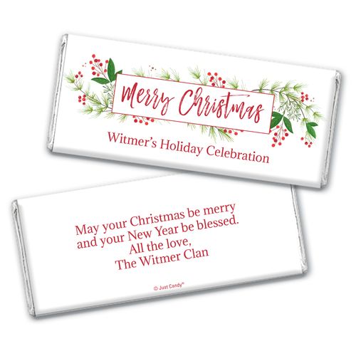 Personalized Christmas Botanicals Chocolate Bar & Wrapper