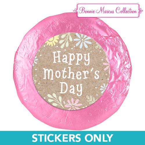 Mother's Day Pastel Flowers 1.25" Stickers (48 Stickers)