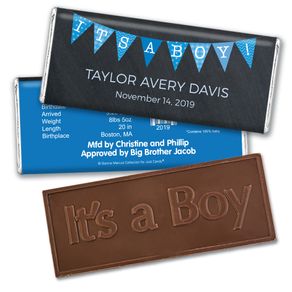 Bonnie Marcus Collection Personalized Embossed It's a Boy Bar and Wrapper It's a Boy Banner Boy Birth Announcement