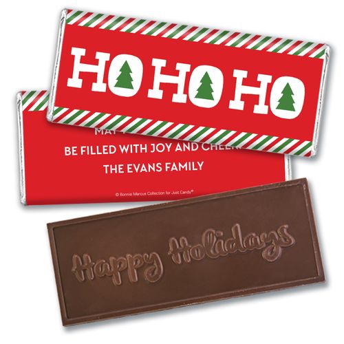 Personalized Bonnie Marcus Christmas Ho Ho Ho's Embossed Chocolate Bar