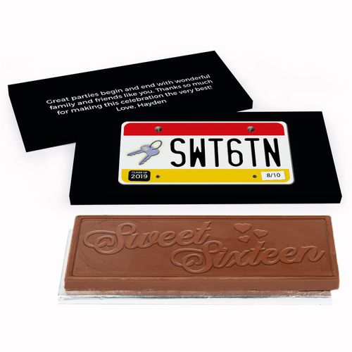 Deluxe Personalized Sweet 16 Birthday License Plate Chocolate Bar in Gift Box